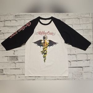 Mötley Crüe Dr. Feelgood Raglan Tee | Rare 3/4 Sleeve Band Shirt L